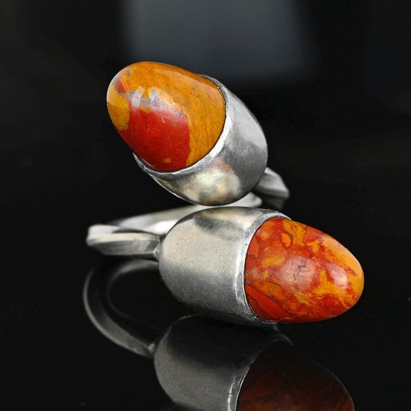 Vintage Noreena Jasper Bypass Ring Sterling Silver