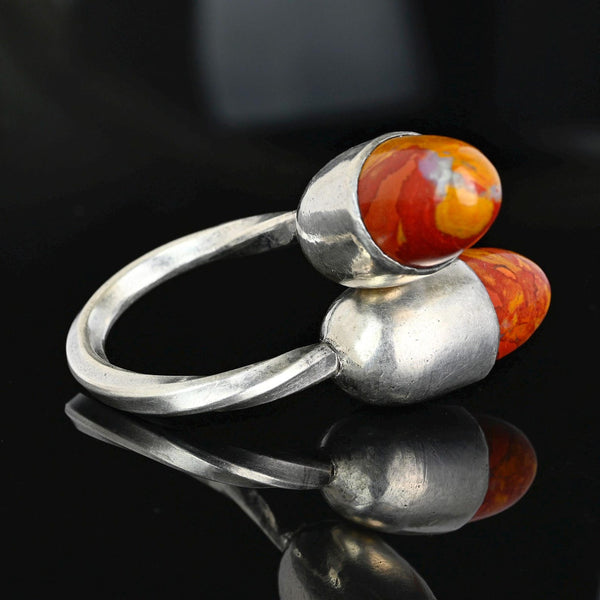 Vintage Noreena Jasper Bypass Ring Sterling Silver