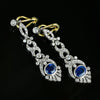Art Deco Platinum Ceylon Sapphire and Diamond Earrings - Boylerpf