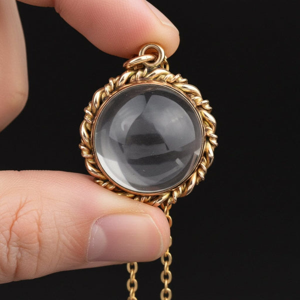 Victorian Pools of Light Locket, Rock Crystal Necklace - Boylerpf