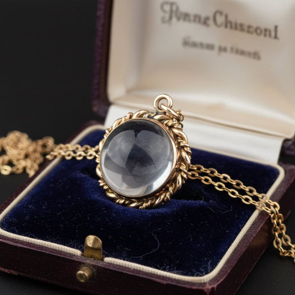 Victorian Pools of Light Locket, Rock Crystal Necklace - Boylerpf