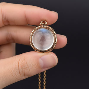 Antique Victorian Pools of Light Rock Crystal Locket Necklace - Boylerpf