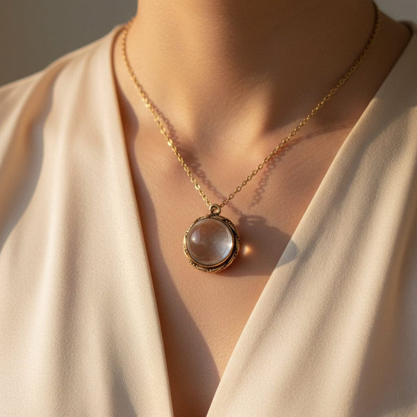 Victorian Pools of Light Rock Crystal Quartz Locket Pendant