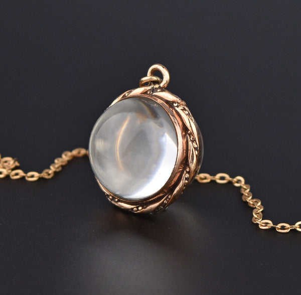 Victorian Pools of Light Rock Crystal Quartz Locket Pendant