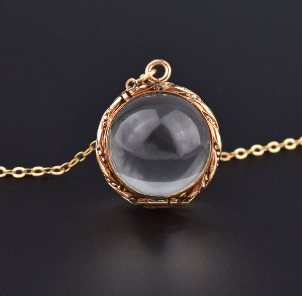 Victorian Pools of Light Rock Crystal Quartz Locket Pendant
