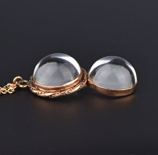 Victorian Pools of Light Rock Crystal Quartz Locket Pendant