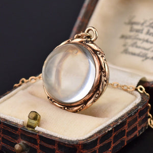 Antique Victorian Pools of Light Rock Crystal Locket Necklace - Boylerpf