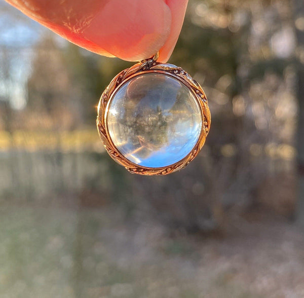 Victorian Pools of Light Rock Crystal Quartz Locket Pendant