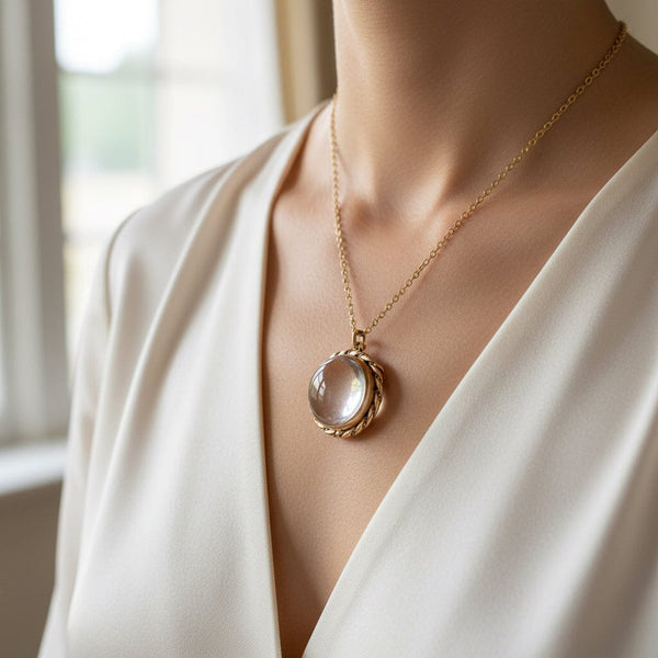 Antique Pools of Light Rock Crystal Locket Pendant