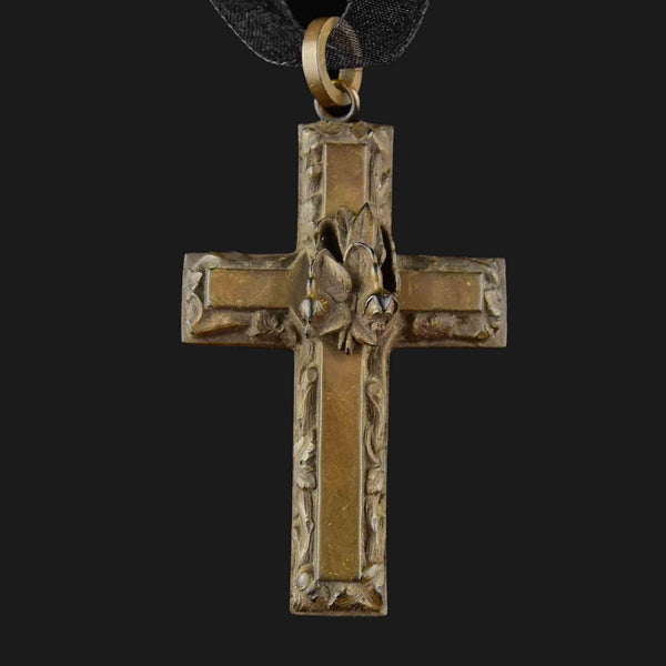 Victorian Carved Gutta Percha Cross Pendant
