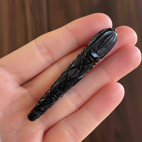 Antique Carved Whitby Jet Victorian Brooch - Boylerpf