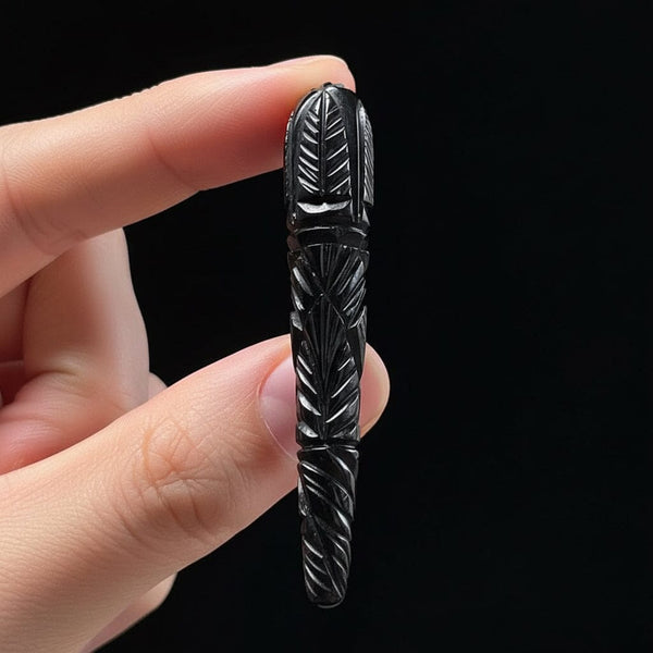 Antique Carved Whitby Jet Victorian Brooch - Boylerpf