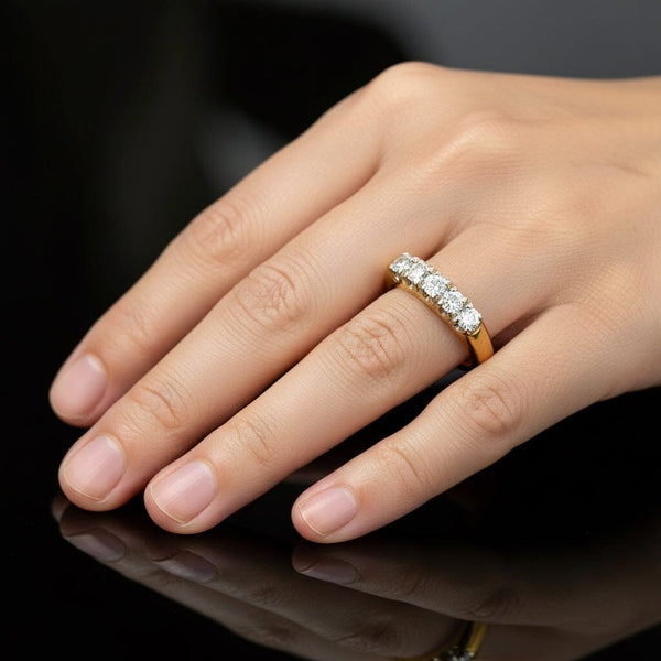 Classic Five Stone Diamond Ring Band in 14K Gold