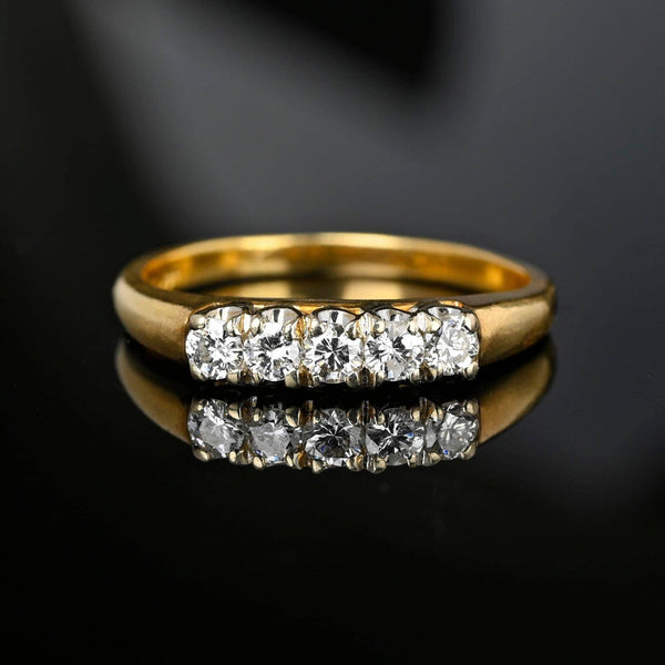 Classic Five Stone Diamond Ring Band in 14K Gold