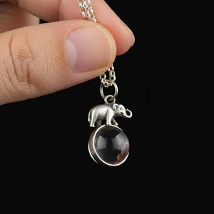 Art Deco Pools of Light Rock Crystal Elephant Pendant - Boylerpf