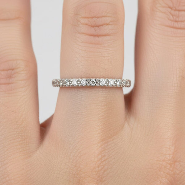 Vintage 10K White Gold Half Eternity Diamond Ring Band - Boylerpf