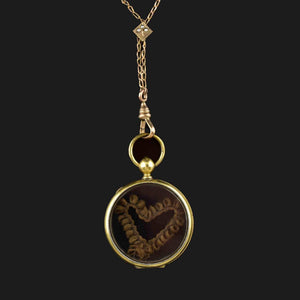 Antique 10K Gold Pearl Victorian Locket Guard Chain Necklace - Boylerpf