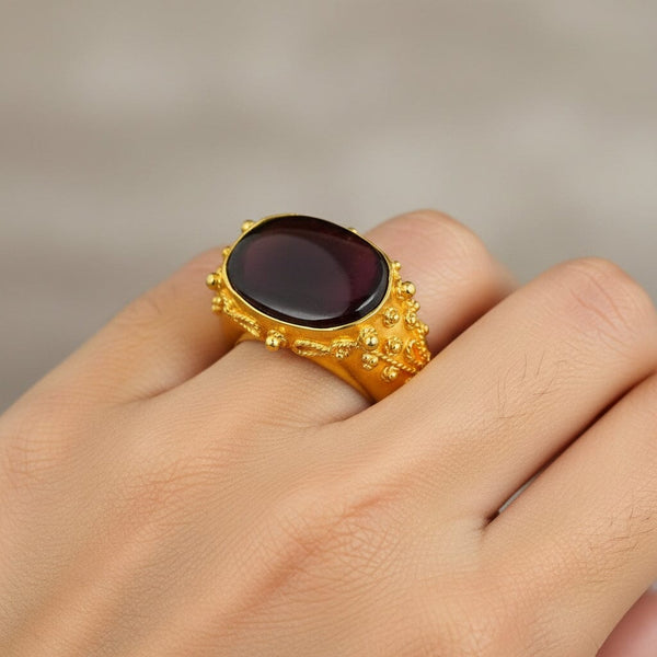Etruscan 18K Gold East West Carnelian Signet Ring