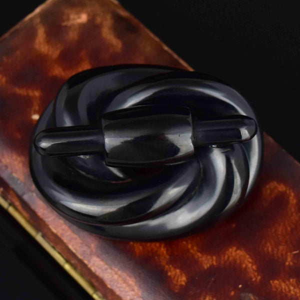 Antique Victorian Whitby Jet Lovers Knot Brooch - Boylerpf