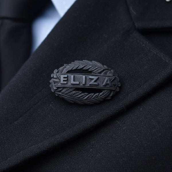 Antique Eliza Carved Fern Frond Bog Oak Brooch - Boylerpf