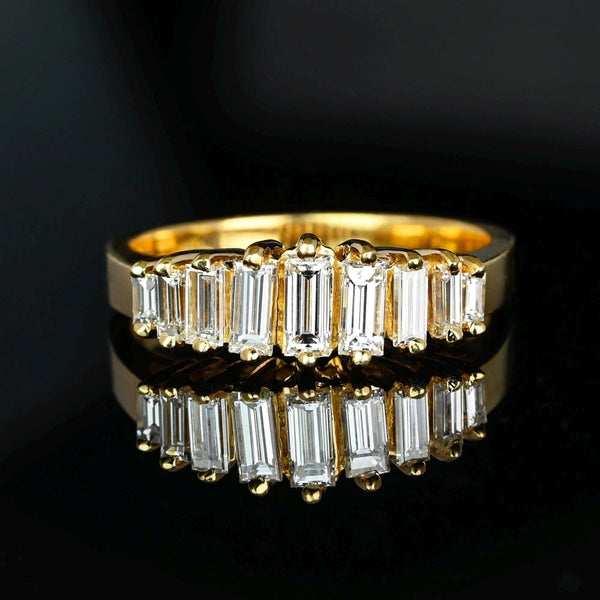 Vintage 1 CTW Baguette Diamond Ring Band in 14K Gold