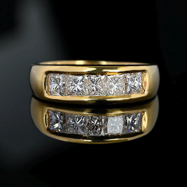 Vintage 14K Gold 1.55 CTW Princess Cut Diamond Ring Band