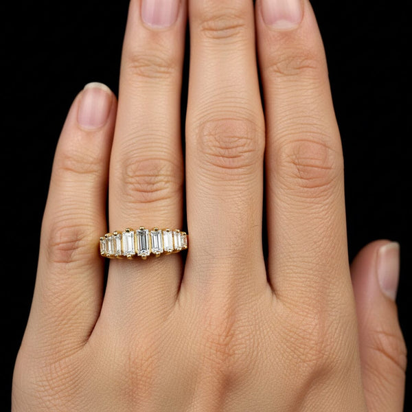 Vintage 1 CTW Baguette Diamond Ring Band in 14K Gold