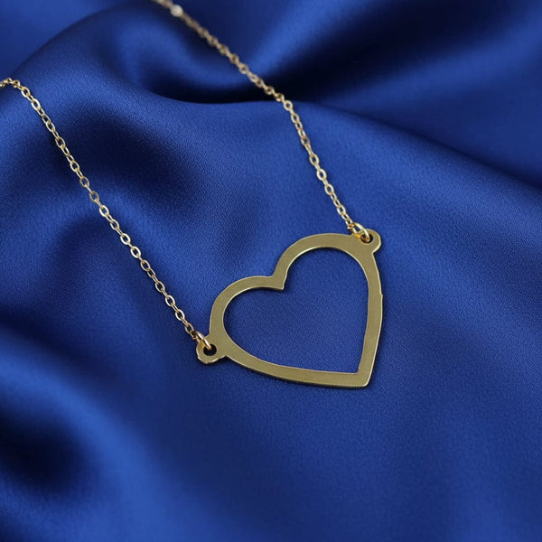 Vintage Solid 14K Gold Heart Cutout Pendant Necklace - Boylerpf