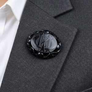 Antique Carved Whitby Jet Brooch, In Memory Of - Boylerpf