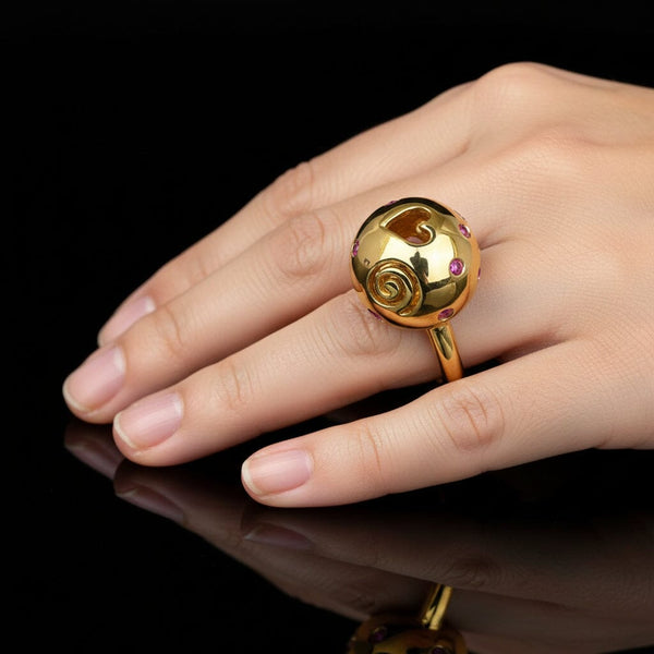 Solid 18K Gold Cutout Heart Moon Star Ruby Ring - Boylerpf