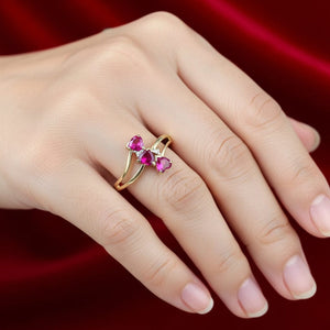 Vintage 10K Gold Diamond Heart Cut Ruby Ring - Boylerpf