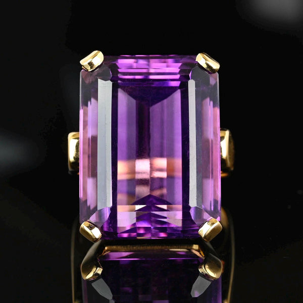 Mid-Century 27 Carat Amethyst Cocktail Ring in 14K Gold - Boylerpf