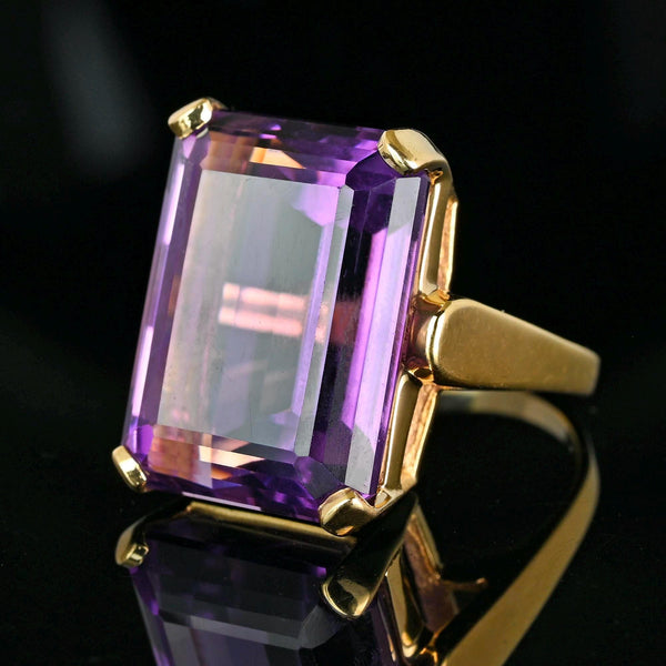 Mid-Century 27 Carat Amethyst Cocktail Ring in 14K Gold - Boylerpf