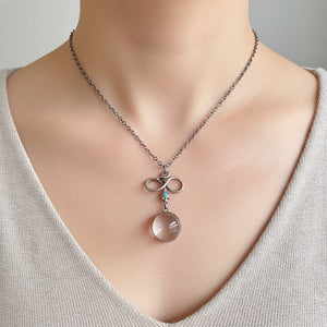 Art Deco Pools Of Light Rock Crystal Turquoise Snake Necklace - Boylerpf