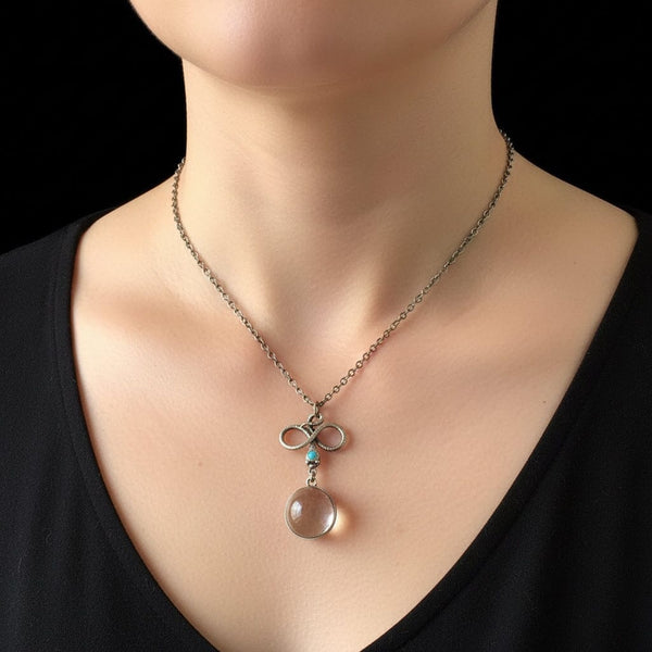 Art Deco Pools Of Light Rock Crystal Turquoise Snake Necklace - Boylerpf