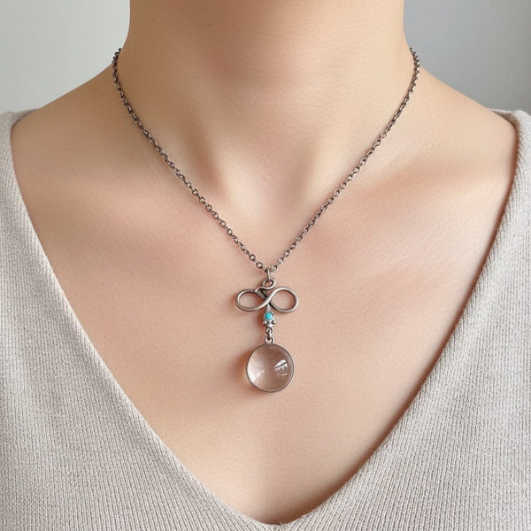 Art Deco Pools Of Light Rock Crystal Turquoise Snake Necklace - Boylerpf