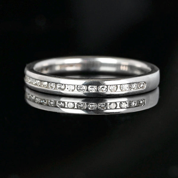 Vintage Half Eternity White Gold Diamond Ring Band - Boylerpf