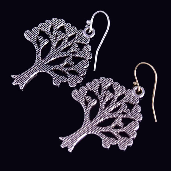 Vintage Silver Tree of Life Heart Earrings - Boylerpf