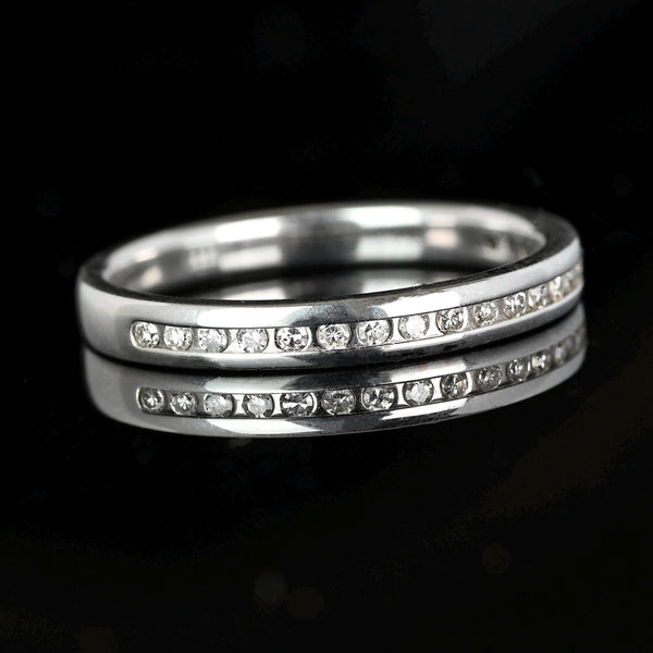 Vintage Half Eternity White Gold Diamond Ring Band - Boylerpf