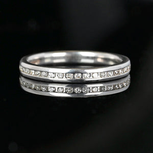 Vintage Half Eternity White Gold Diamond Ring Band - Boylerpf