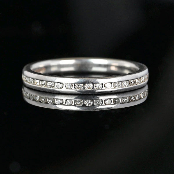 Vintage Half Eternity White Gold Diamond Ring Band - Boylerpf