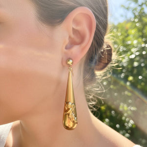 Art Nouveau Style Cupid Cherub Chandelier Earrings - Boylerpf