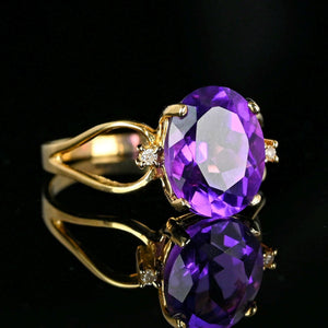 Vintage Diamond Accent Amethyst Cocktail Ring in Gold - Boylerpf