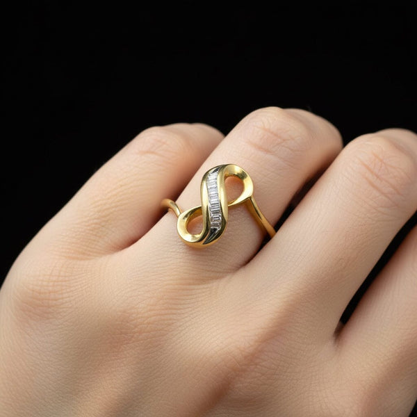 Vintage 14K Gold Infinity Baguette Diamond Ring
