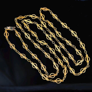 14K Gold Fancy Link Victorian Style Chain Necklace, 37 Inches - Boylerpf