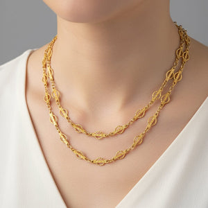14K Gold Fancy Link Victorian Style Chain Necklace, 37 Inches - Boylerpf