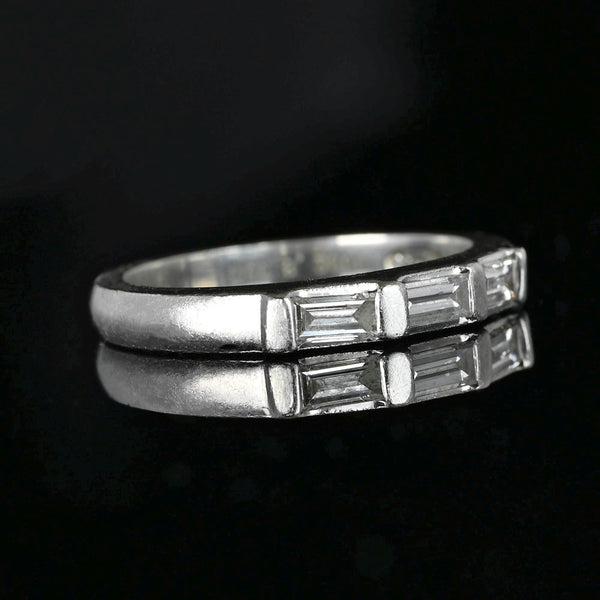 Vintage Baguette Diamond Platinum Ring Band