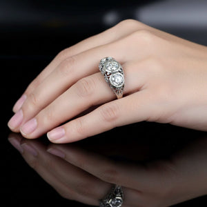 Art Deco Platinum Three Stone Diamond Ring, 1.75 CTW - Boylerpf