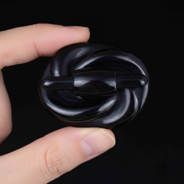 Antique Victorian Whitby Jet Lovers Knot Brooch