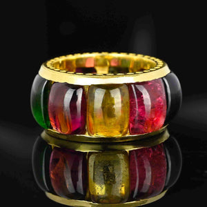 Stambolian 18K Gold Multi Color Cabochon Tourmaline Ring - Boylerpf